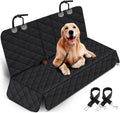 Dog car seat cover protector with a golden retriever sitting comfortably, designed for backseat protection.